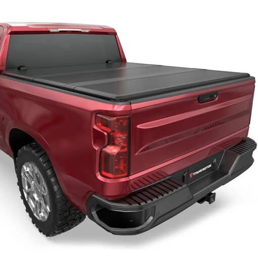 Fiberglass Hard Tri Truck Bed Tonneau Cover Compatible for 2019-2025 Chevy Silverado/GMC Sierra 1500 Fleetside 3-Fold 5.8FT 69.3Inch